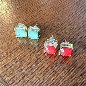 Charming Charlie Gold and Red and Teal Earrings Sets